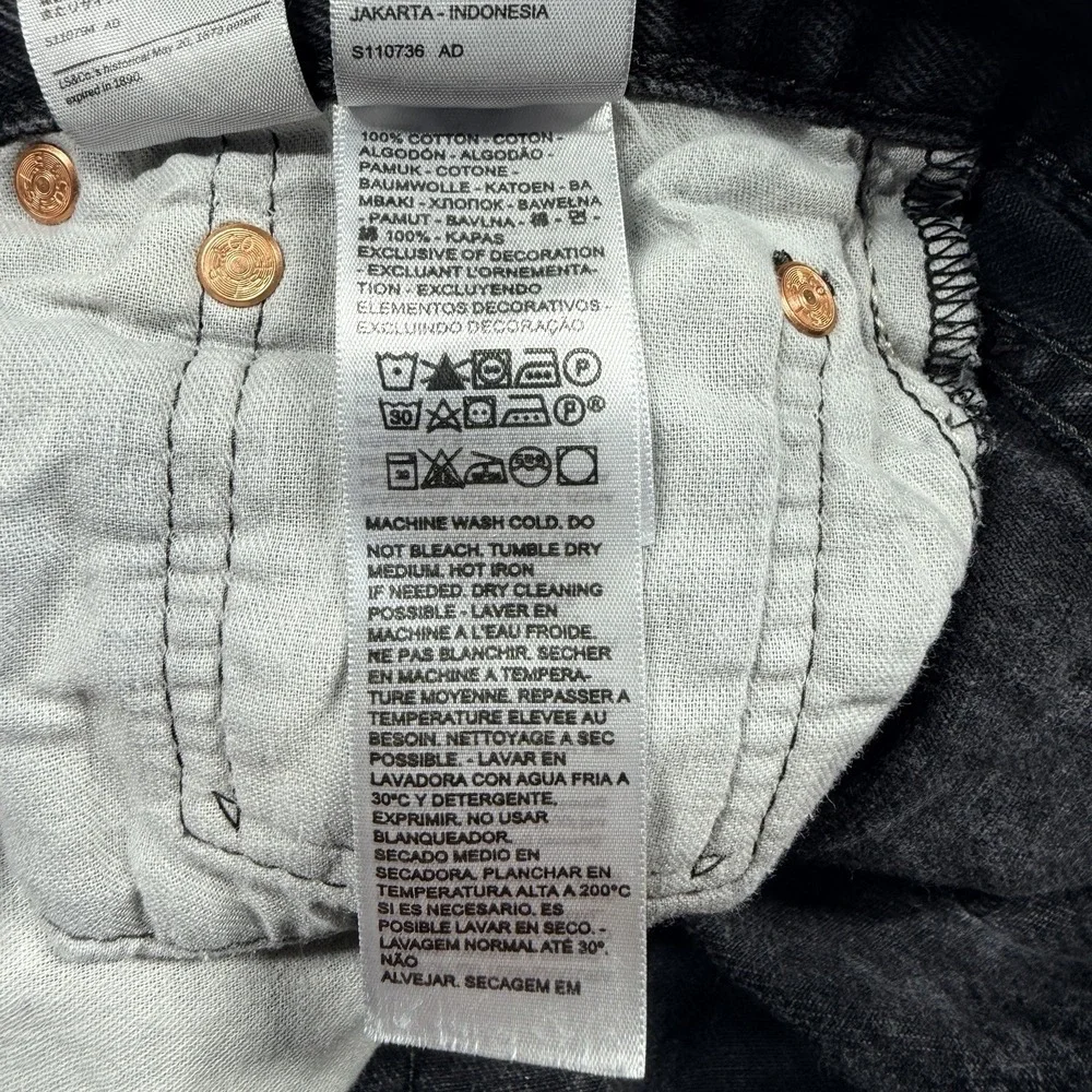 Levi's 501 Men's Straight Leg Button Fly Faded Black Acid Wash 30x34(29/32)